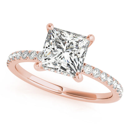 Princess Cut Emery Lab-Created Diamond Single Row Hidden Halo Engagement Ring (1.28 ct. tw.)