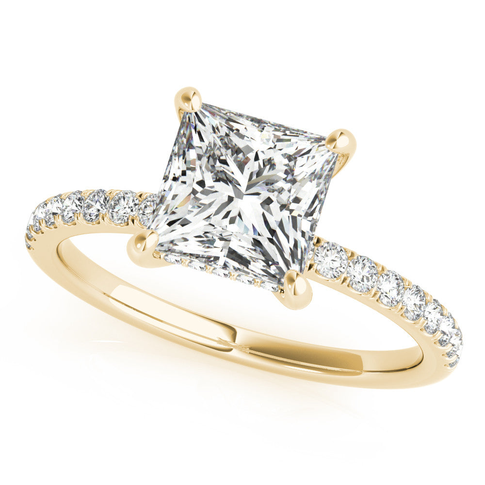 Princess Cut Emery Lab-Created Diamond Single Row Hidden Halo Engagement Ring (1.28 ct. tw.)