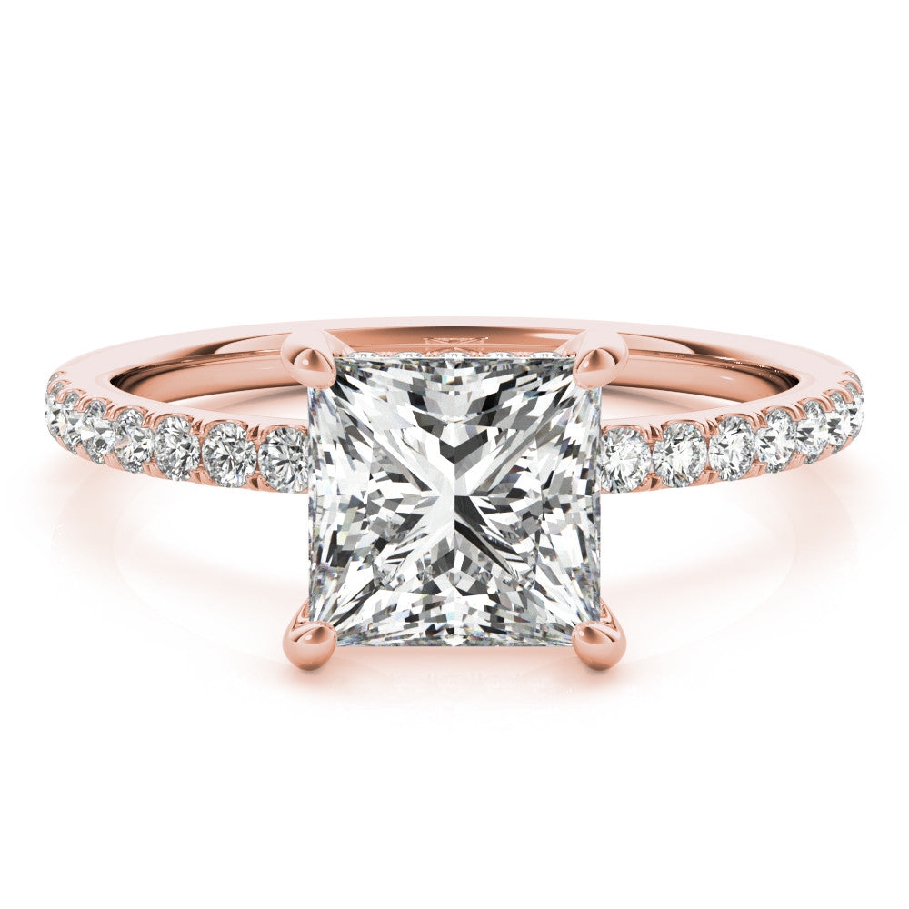 Princess Cut Emery Lab-Created Diamond Single Row Hidden Halo Engagement Ring (1.28 ct. tw.)