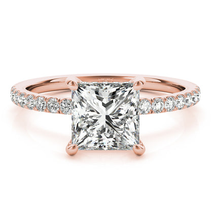 Princess Cut Emery Lab-Created Diamond Single Row Hidden Halo Engagement Ring (1.28 ct. tw.)