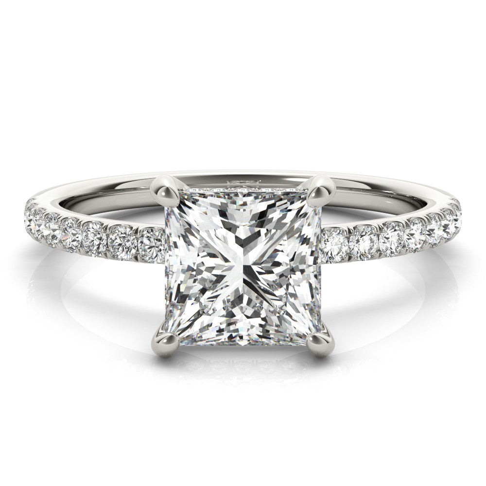 Princess Cut Emery Lab-Created Diamond Single Row Hidden Halo Engagement Ring (1.28 ct. tw.)