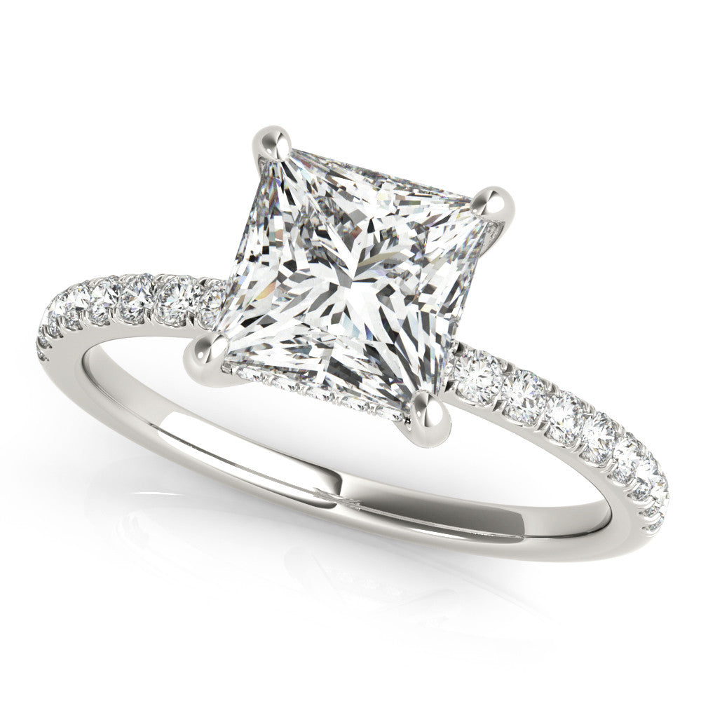 Princess Cut Emery Lab-Created Diamond Single Row Hidden Halo Engagement Ring (1.28 ct. tw.)