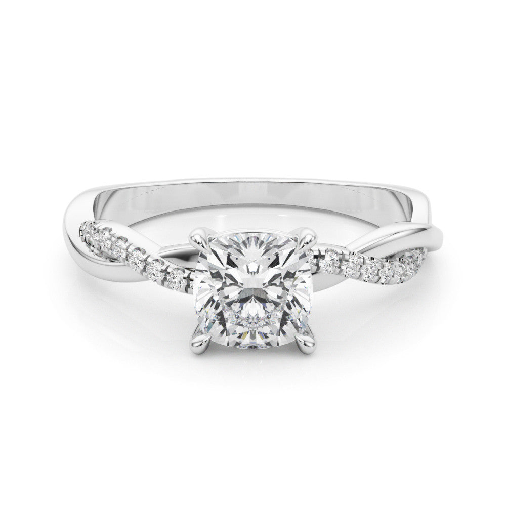 Cushion Cut Lab-Created Diamond Single Row Engagement twisted style Ring (1.10 ct. tw.)