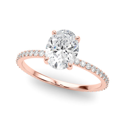 Elise - Oval Cut Lab-Created Diamond Single Row Hidden Halo Engagement Ring (1.31 ct. tw.)