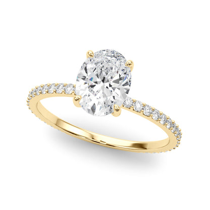 Elise - Oval Cut Lab-Created Diamond Single Row Hidden Halo Engagement Ring (1.31 ct. tw.)