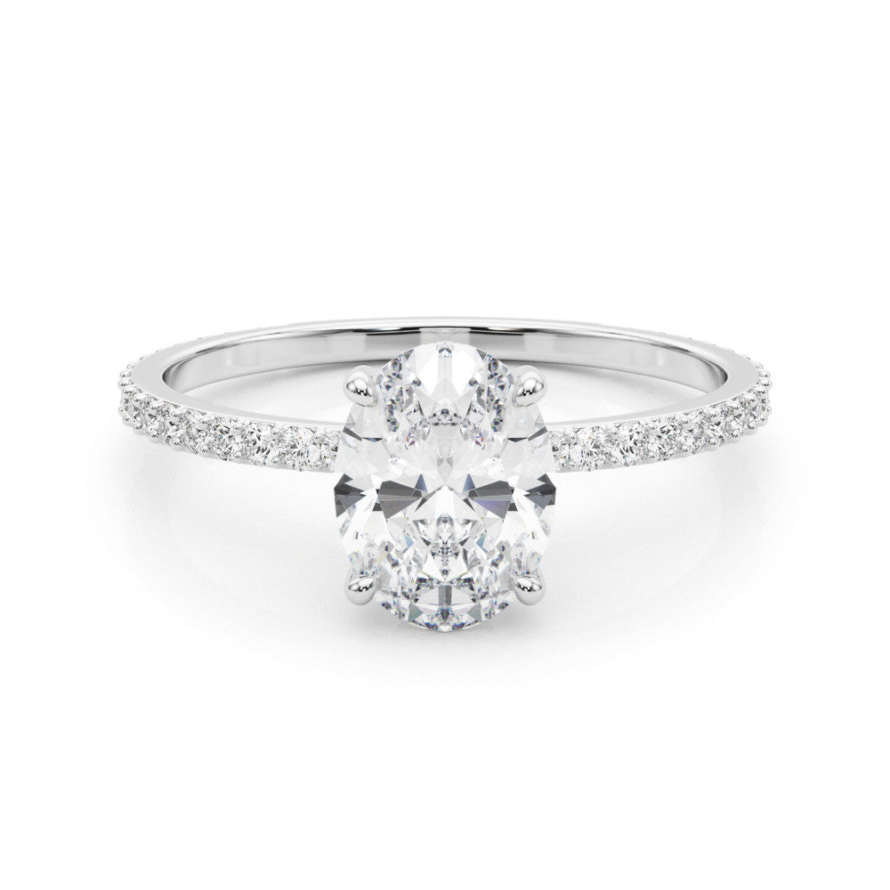 Elise - Oval Cut Lab-Created Diamond Single Row Hidden Halo Engagement Ring (1.31 ct. tw.)