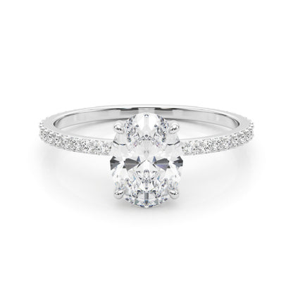 Elise - Oval Cut Lab-Created Diamond Single Row Hidden Halo Engagement Ring (1.31 ct. tw.)