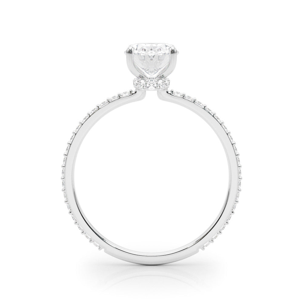 Elise - Oval Cut Lab-Created Diamond Single Row Hidden Halo Engagement Ring (1.31 ct. tw.)