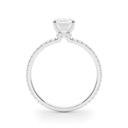 Elise - Oval Cut Lab-Created Diamond Single Row Hidden Halo Engagement Ring (1.31 ct. tw.)