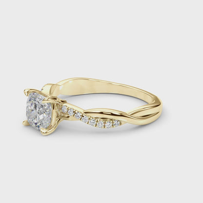 Cushion Cut Lab-Created Diamond Single Row Engagement twisted style Ring (1.10 ct. tw.)