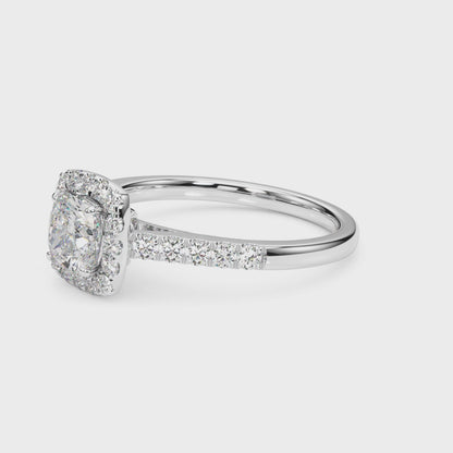 Cushion Cut Veronica Lab-Created Diamond Single Row Halo Engagement Ring (1.35 ct. tw.)