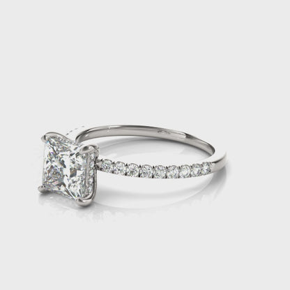 Princess Cut Emery Lab-Created Diamond Single Row Hidden Halo Engagement Ring (1.28 ct. tw.)