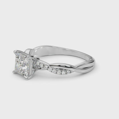 Princess Cut Lab-Created Diamond Twisted Single Row Engagement Ring (1.10 ct. tw.)